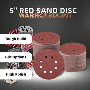 Papel de lija de terciopelo con parte posterior de óxido de aluminio de 5 pulgadas, disco de papel abrasivo flocado rojo para pulido y chorro de madera y Metal - Product Image 3