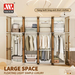 Haixing อุปกรณ์จัดระเบียบตู้เสื้อผ้าพลาสติกแบบพกพาตู้เสื้อผ้าพับได้ตู้เก็บของสำหรับเสื้อผ้าผู้ใหญ่สินค้าใหม่ - Product Image 3