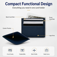 Dompet Kartu Kredit Kulit PU Premium Multi Warna, Model Horizontal, Kantong Belakang, Anti RFID, Penutup Magnetik, Profil Tipis