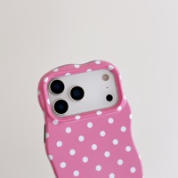 Coque de téléphone brillante 2-en-1 TPU+PC à pois pour iPhone 13 14 15 16 17 Pro Max, bords ondulés, toucher confortable, antichoc, coque rigide