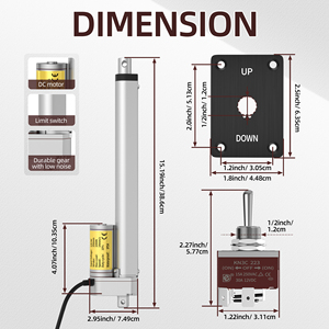 ขายส่งมอเตอร์ไฟฟ้าแบบเส้นตรงกันน้ำ 12V ขนาด 250 มม. ความเร็ว 14 มม./วินาที แรงดัน 1000N ได้รับการรับรองมาตรฐาน Rohs และ CE สำหรับโซลาร์เซลล์และรถบ้าน - Product Image 2