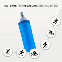 Bouteille d'eau pliable OEM/ODM en TPU 250ml 350ml 500ml Bleu Vert Gris, souple et rétractable pour voyage et course à pied, compatible lave-vaisselle