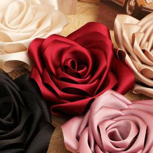 Satin 3D Rose Fabric Hair <b>Clip</b> Elegant DIY Handmade <b>Wedding</b> Accessory - Product Image 1