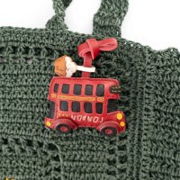 Porte-clés en cuir en forme de bus à deux étages rouge de Londres