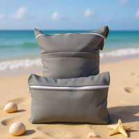 Ensemble de deux sacs étanches de couleur unie - Organisateur de couches lavables en tissu, pochette de rangement réutilisable pour tampons de maquillage et coussinets d'allaitement