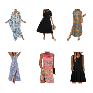 Robes d'été décontractées pour femmes adultes, en mélange de coton de haute qualité, imprimées, vente en gros, assorties, tendance, marque Guangdong - Product Image 1