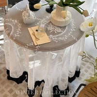 Nouvelle arrivée : Nappe en dentelle de style palais français, nappe décorative à volants et empiècements, écologique, pour la décoration de la maison