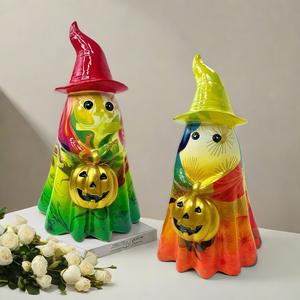 Figurine d'artisanat en résine de citrouille portable Ghost - Ornement artistique sculpté pour la maison et le bureau à l'occasion d'Halloween - Product Image 4