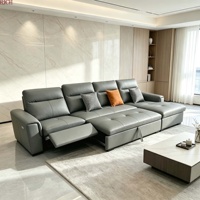 Canapé d'angle moderne en cuir italien de luxe avec fonction inclinable pour villa, appartement, salon, hôtel, bureau, hall d'entrée