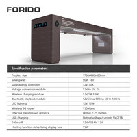 Banc solaire intelligent pour extérieur, patio, jardin, avec fonction de charge, haut-parleur et lumière d'ambiance pour parcs, écoles, places publiques