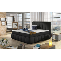 Muebles de cama personalizables, diseño moderno, apariencia a rayas, cama doble de tela tamaño Queen con espacio de almacenamiento