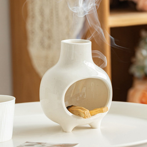 Biểu Tượng Tùy Chỉnh Phong Cách Bắc Âu Bóng Trắng Gốm Ống Khói Dầu Burner Handmade Khuếch Tán Hương Liệu Cho Yoga Thiền Thư Giãn - Product Image 4