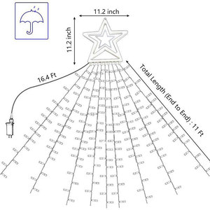 Luz LED de <span class=keywords><strong>cascada</strong></span> para árbol de Navidad, guirnalda de luces LED de estrellas que cambian de color blanco cálido y colorido, 350 LEDs - Product Image 3