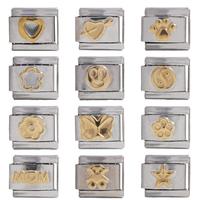 Bracelet à breloques italien DIY en acier inoxydable, maillons étoile et cœur, bracelet modulaire interchangeable, cadeau créatif pour femmes et filles