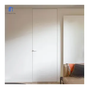 باب غرفة نوم من الخشب الصلب بمفصلات داخلية جديدة من Zonron باب مخفي بدون إطار باب خشبي غير مرئي قابل للتخصيص