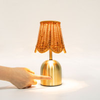 Lampes de table dorées vintage, design moderne, abat-jour en rotin à base de métal sans fil, salles à manger, hôtels, décoration d'intérieur, pratique et flexible