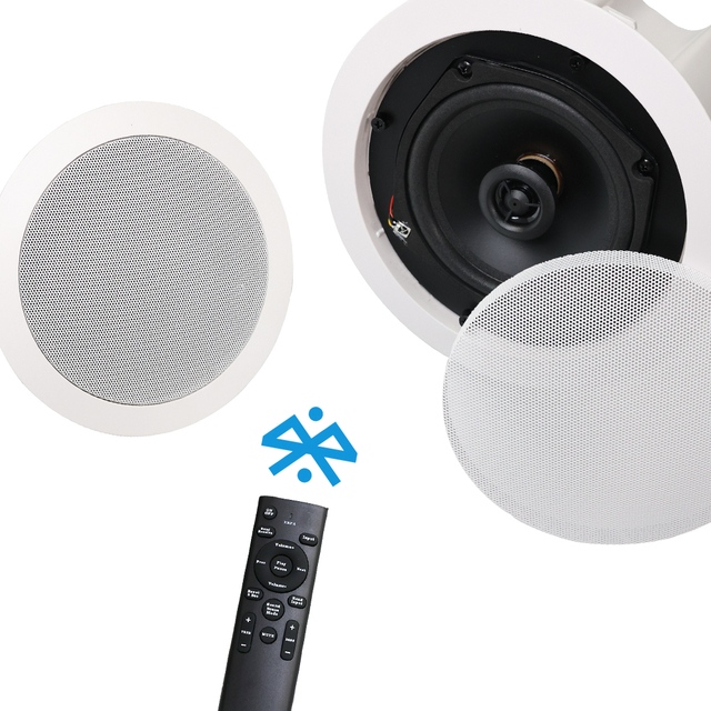 Wireless Ceiling Speakers Stereo Sound V4.0 30-80W Output Independent Remote Control Dual Mode Connection Home Theater 8-Piece