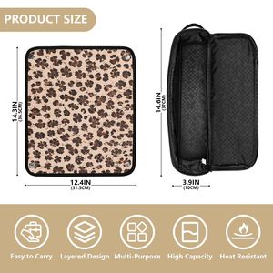 Bolsa de Viaje de Neopreno con Estampado de Leopardo, Elegante y Lujosa, con Alfombrilla Desmontable Resistente al Calor para Plancha y Rizador de Pelo - Product Image 3