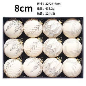 Décorations de Noël pour la maison, ornements suspendus, boules floquées en plastique, pendentifs faits à la main, écologiques, DIY, colorés, 12 pièces/ensemble - Product Image 6