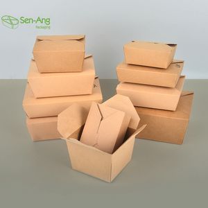 Caja Rectangular de Papel Kraft para Llevar con Tapa, Ideal para <span class=keywords><strong>Sushi</strong></span>, Bocadillos, Galletas, Ensaladas y Pollo Frito, 800 ml, al Mejor Precio - Product Image 6