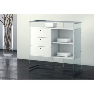 Modern Living Room Cabinet With 3 Drawers And <b>Open</b> Shelf Glossy White 103x40x100 Cm - Product Image 1