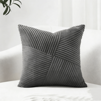 Housse de coussin carrée pour canapé en tissu côtelé lavable avec surpiqûres