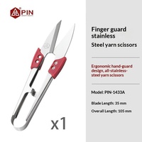 Ciseaux miniatures en acier inoxydable PIN-Brand PIN-1433A pour couper les fils, coupe-fils en forme de U, pour tailleurs, grande taille, argent/rouge