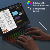 Casing Keyboard gaya ajaib, dudukan magnetik kantilever untuk Samsung Galaxy Tab S9 FE 5G 10.9 inci, S9/S8/S7 11 inci, lampu latar LED