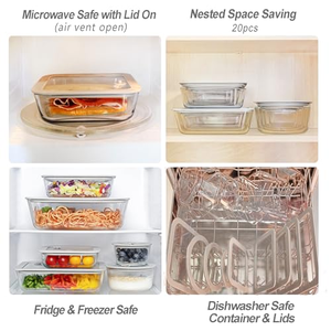 Boîte de conservation en verre borosilicate transparent de haute qualité, compatible micro-ondes et réfrigérateur, pour le stockage des aliments, idéale pour les déjeuners et la cuisine - Product Image 2