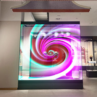 Pegatina COB transparente Led pantalla película publicidad holograma adhesivo transparente LED película pantalla módulo