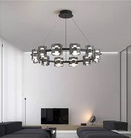 Lustre en verre simple et luxueux avec anneaux métalliques, lampe suspendue LED moderne pour table et bar, design tendance