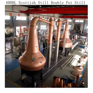 Boben 4000L tek tahıl bakır sütun hala ScotchWhisky distile Pot hala damıtma ekipmanları çift pot viski hala