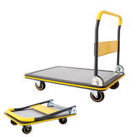 Carretilla de mano de cuatro ruedas con capacidad de carga de 300kg, plataforma de Material de acero, remolque, carro plano, herramientas de manipulación, almacén doméstico