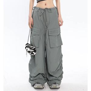 Wholesale Fashion Streetwear Y2K Style <b>Low</b> <b>Rise</b> Slouchy Ruched <b>Cargo</b> Pants Relax Style Puls Size Women's Pants & Trousers - Product Image 1