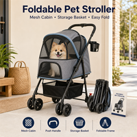 Poussette pliable pour animaux de compagnie (chiens et chats) avec cabine respirante pour animaux âgés, idéale pour les voyages, les promenades et les sorties en ville en toute sécurité