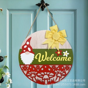 Wooden Welcome Sign Circular <b>Spring</b> Mushroom Hanging Decoration Home Decor <b>Door</b> Wall Art Easter Gift - Product Image 2