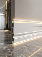 Profilé de plinthe en aluminium moderne 2026, très demandé, avec double bande LED supérieure et inférieure