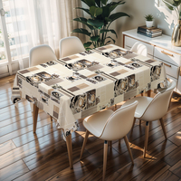Nappe carrée élégante en PVC gris imprimé café RNPT, rouleaux de nappe en plastique essuyables pour dîner familial, décoration de la maison