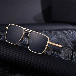 Lunettes de soleil carrées KSL-98280 pour hommes, monture en métal noir, verres PC, protection UV400, style conduite - Product Image 5