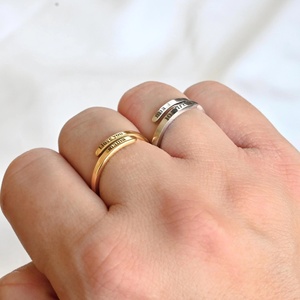 Nouvelle Bague en Acier Inoxydable Plaqué Or, Double Prénom Personnalisé, Cadeau <span class=keywords><strong>de</strong></span> Noë<span class=keywords><strong>l</strong></span> et d'Anniversaire Unique pour Votre Amoureux(se) - Product Image 6