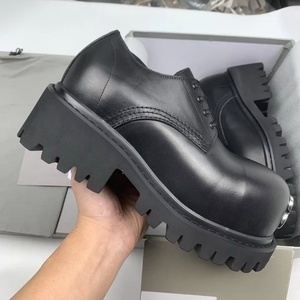 Chaussures Derby en Cuir de Vachette Noires pour Hommes 2026 – Bout Large, Semelle Épaisse, Style Tendance Designer – Idéales pour Tenues Formelles, Professionnelles et Décontractées – Vente en Gros - Product Image 1