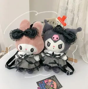 Ruunjoy Kuromi Melody בובות קטיפה תיקי גב חדש קריקטורה אנימה תיק ממולא רך ילדה ילקוט קיבולת גדולה