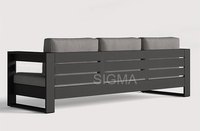 Ensemble de canapés sectionnels d'extérieur en aluminium en forme de L avec table foyer intégrée pour salon, cour et hôtel - Marque Sigma