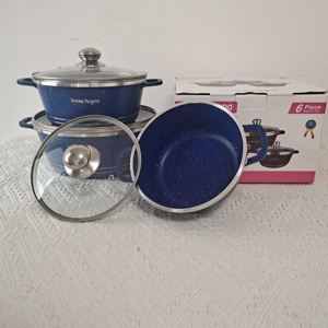 Disine 6pcs Set American Cast Aluminum Casseroles Granite Coating 20/24/28cm Non-Stick <strong>Sauce</strong> <strong>Pot</strong> Cookware Gas Cooker Glass Metal - Product Image 3