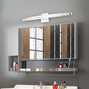 クリスタル三日月型バスルームLEDバニティライト、モダンなハーフムーン型ステンレス鋼LEDウォールランプ、屋内洗面所用壁掛け照明 - Product Image 4