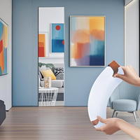Miroir mural décoratif d'intérieur moderne, portable, en acrylique de 3 mm, léger, incassable, flexible, argenté A4