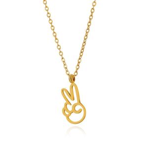 Collares con Colgante de Moda 2026, Joyería Minimalista, Acero Inoxidable 316L, Chapado en Oro PVD de 18k, Collar con Gesto de Victoria para Mujer - Product Image 5