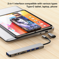 8-in-1 USB-Hub mit Multiport-Dock USB 3.0 Typ-C TF/PD-Lesegerät 3,5mm Audio-Buchse Aluminiumlegierung Vorrätig