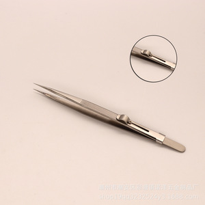 Pince à bijoux avec texture antidérapante, pointes droites et courbées en acier inoxydable avec boucle de verrouillage, vernis à ongles antidérapant - Product Image 5