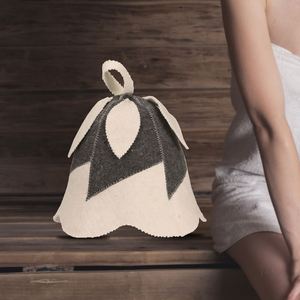 Gorro de Sauna de lana al por mayor de fábrica con gorro de moda de Color blanco y gris para Sauna - Product Image 3